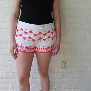 J. Crew Geometic Print Pink and White Shorts